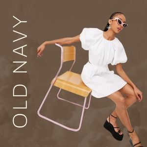 Old Navy Womens Waist-Defined Puff-Sleeve Cotton Poplin Side-Cutout Mini Dress